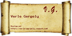 Verle Gergely névjegykártya